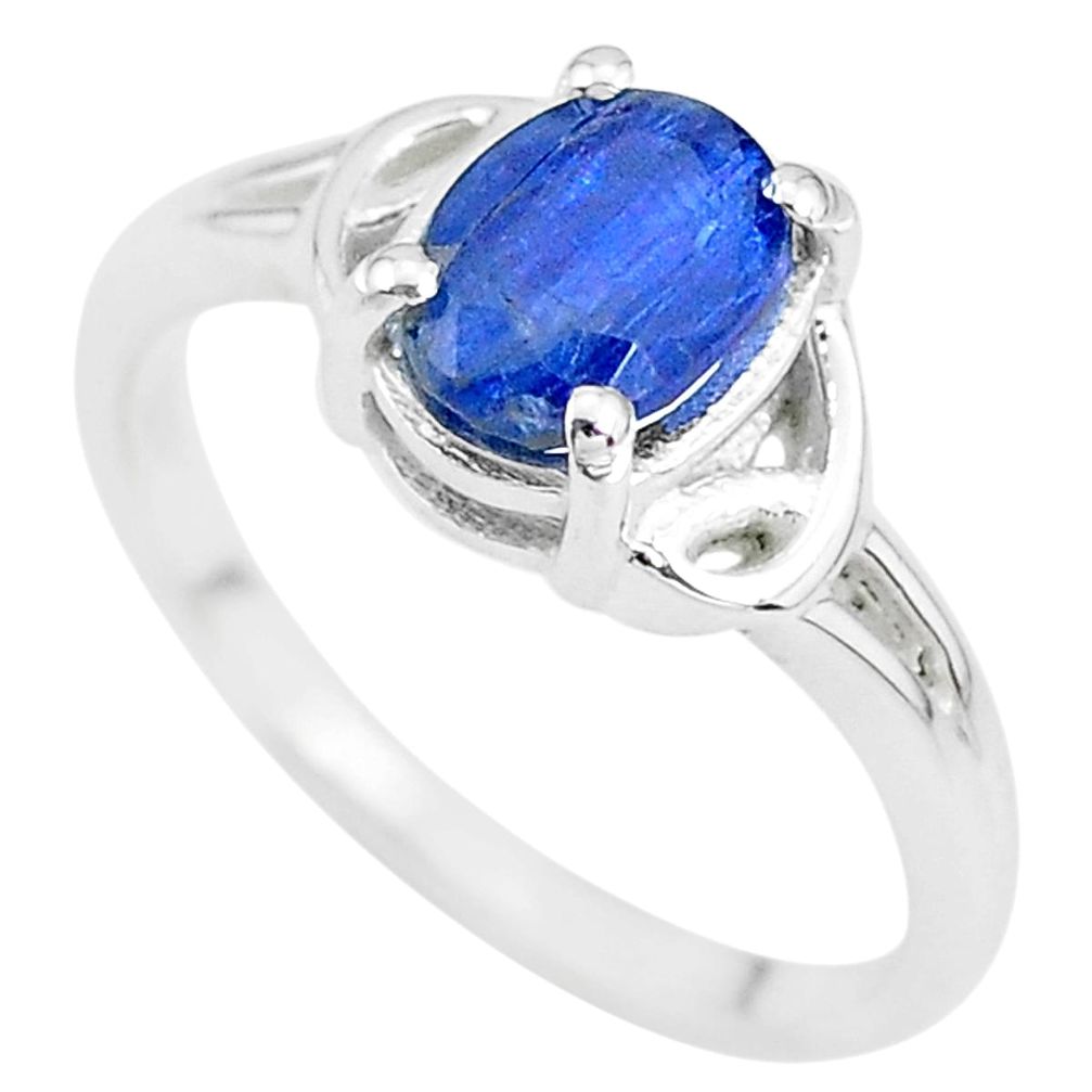 925 sterling silver 2.10cts solitaire natural blue kyanite ring size 7 t7983