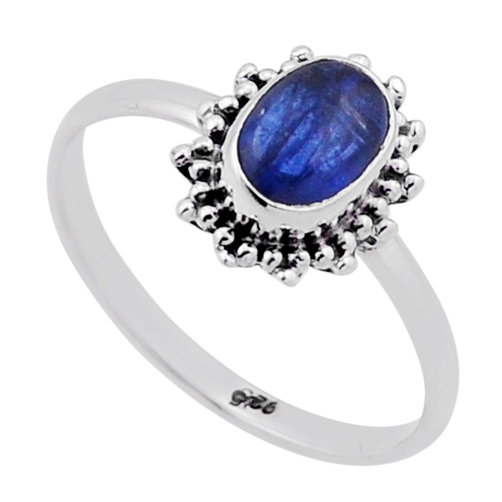 925 sterling silver 1.36cts solitaire natural blue kyanite ring size 8 n45810