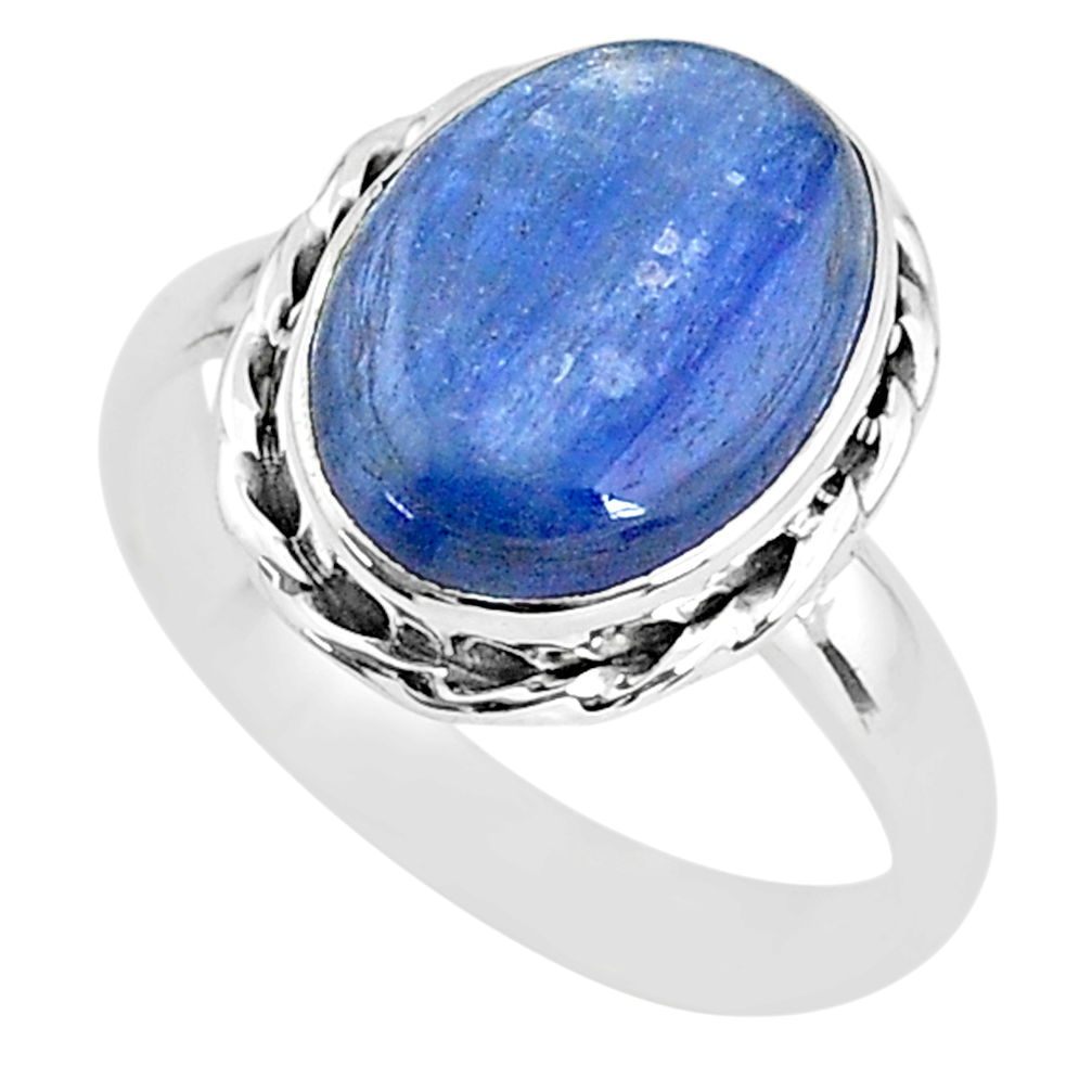 925 sterling silver 6.27cts solitaire natural blue kyanite ring size 8 t2438