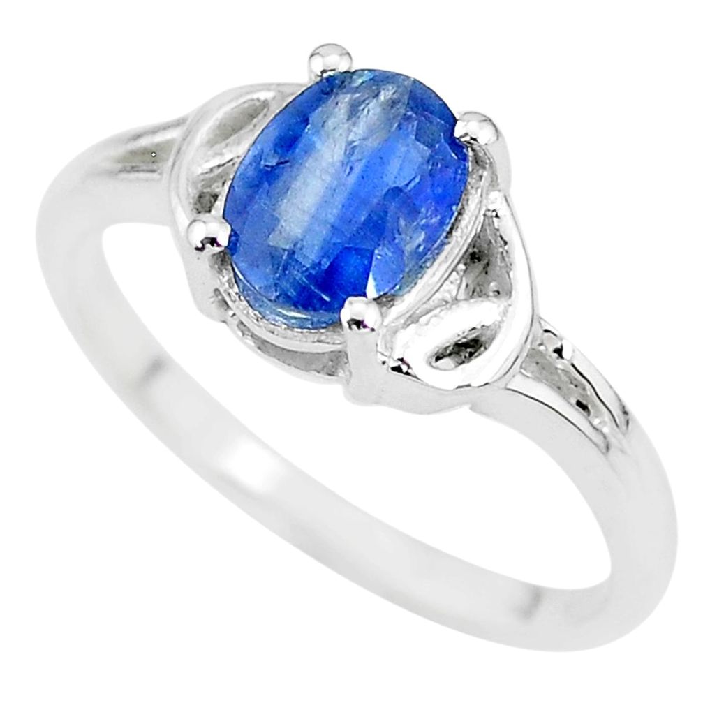 925 sterling silver 1.93cts solitaire natural blue kyanite ring size 8 t7990