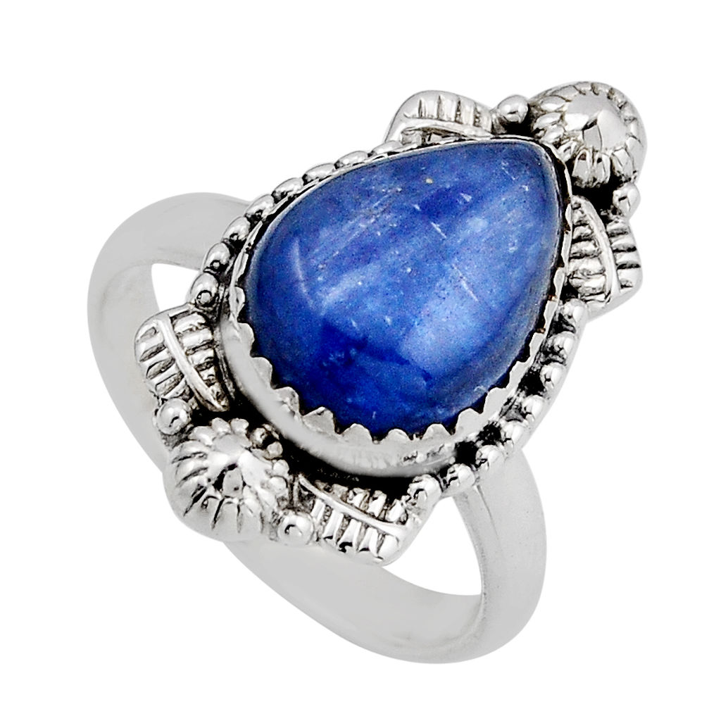 925 sterling silver 6.97cts solitaire natural blue kyanite ring size 7.5 y82924