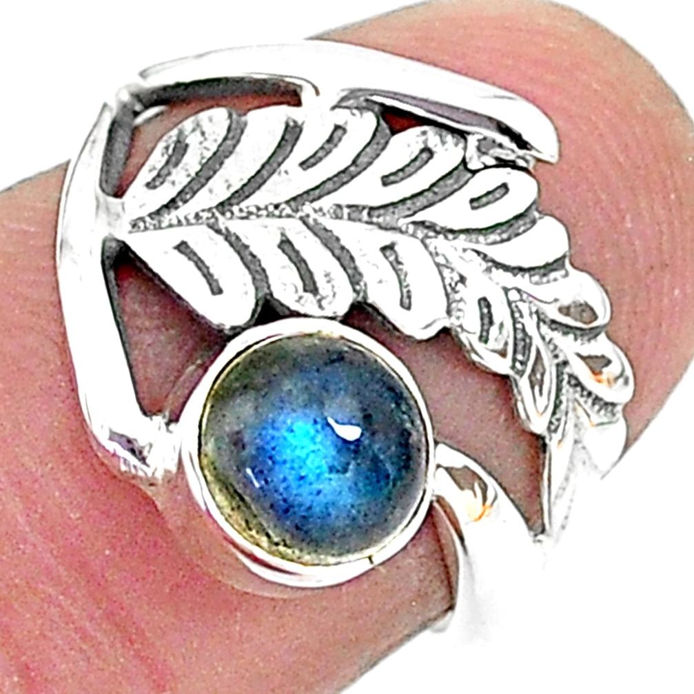 925 sterling silver 1.36cts solitaire natural blue labradorite ring size 6 t6400