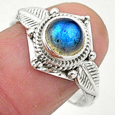 925 sterling silver 2.72cts solitaire natural blue labradorite ring size 8 t3626
