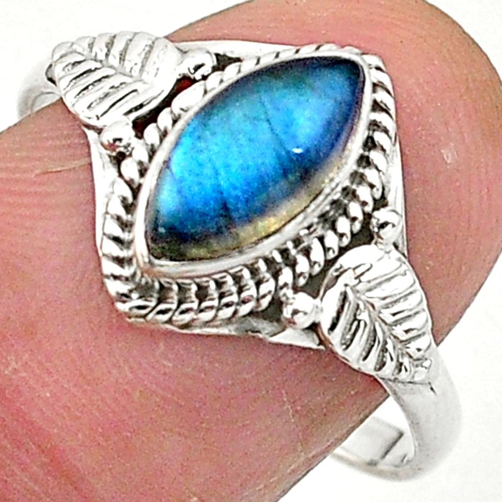 925 sterling silver 2.52cts solitaire natural blue labradorite ring size 9 t3639