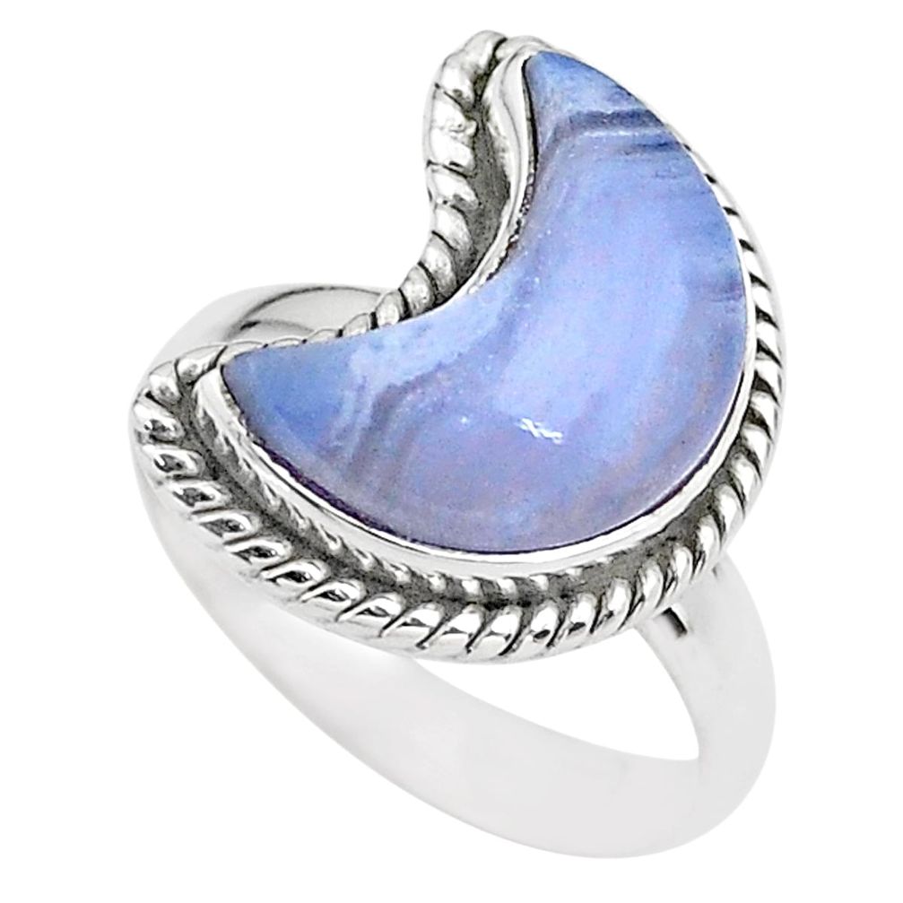 925 sterling silver 5.54cts moon natural blue lace agate ring size 7 t22145