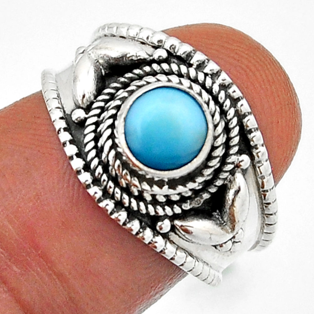 925 sterling silver 0.90cts solitaire natural blue larimar ring size 6.5 n42936