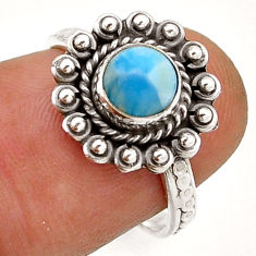 925 sterling silver 0.98cts solitaire natural blue larimar ring size 6.5 n42973