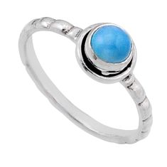 925 sterling silver 0.82cts solitaire natural blue larimar ring size 6.5 n46540