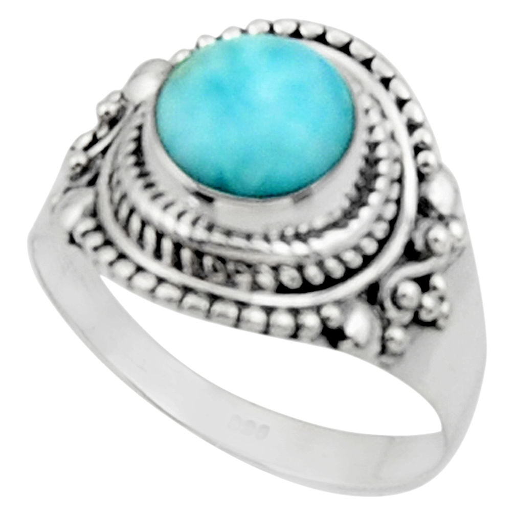 925 sterling silver 3.19cts solitaire natural blue larimar ring size 8.5 r50157