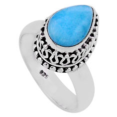 925 sterling silver 2.19cts solitaire natural blue larimar ring size 6 n42273