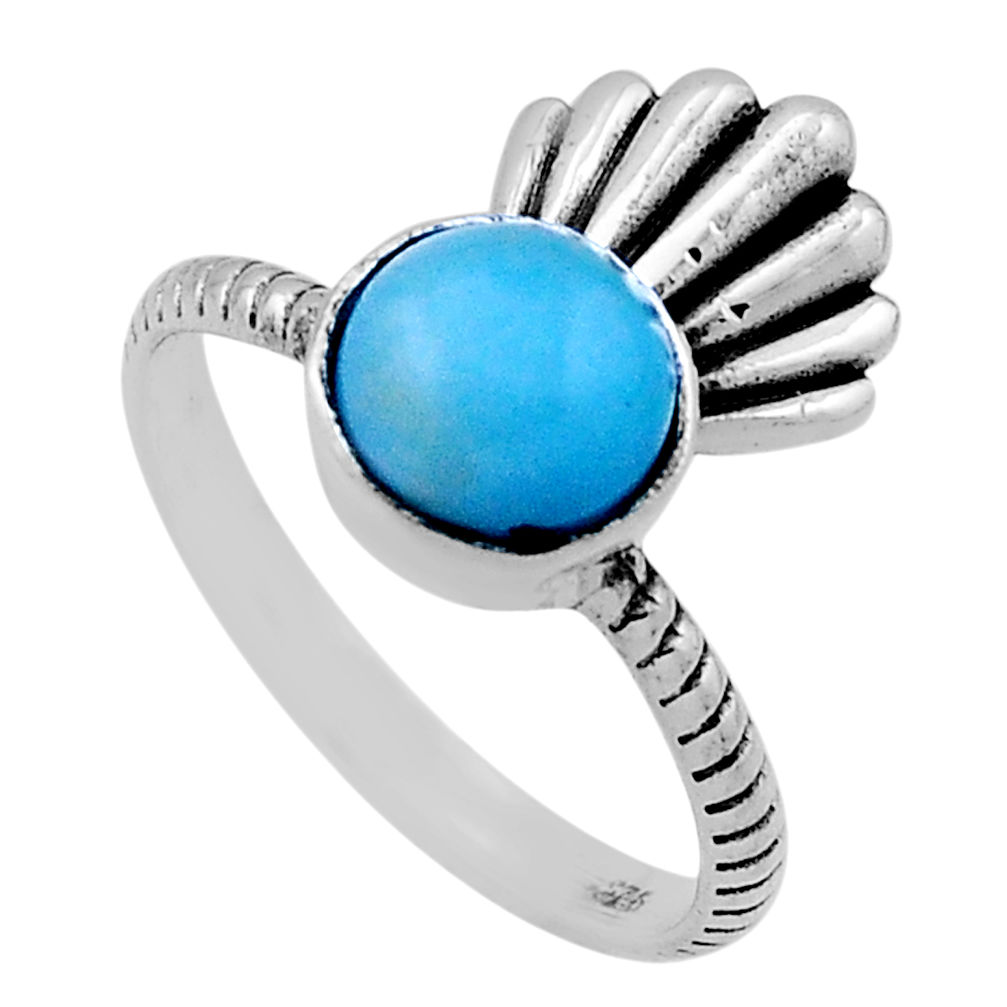 925 sterling silver 2.28cts solitaire natural blue larimar ring size 6 n45748