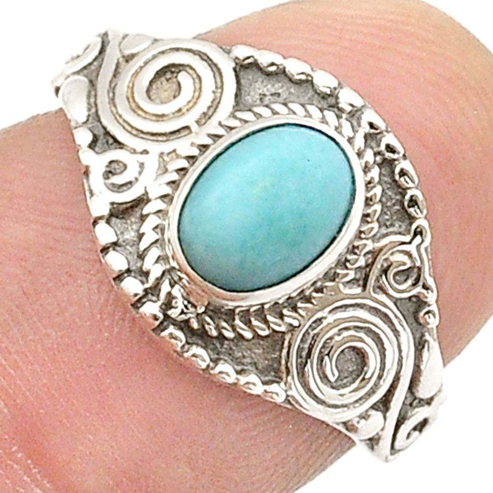 925 sterling silver 1.42cts solitaire natural blue larimar ring size 6 u62657