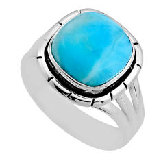 925 sterling silver 5.12cts solitaire natural blue larimar ring size 6 y82917