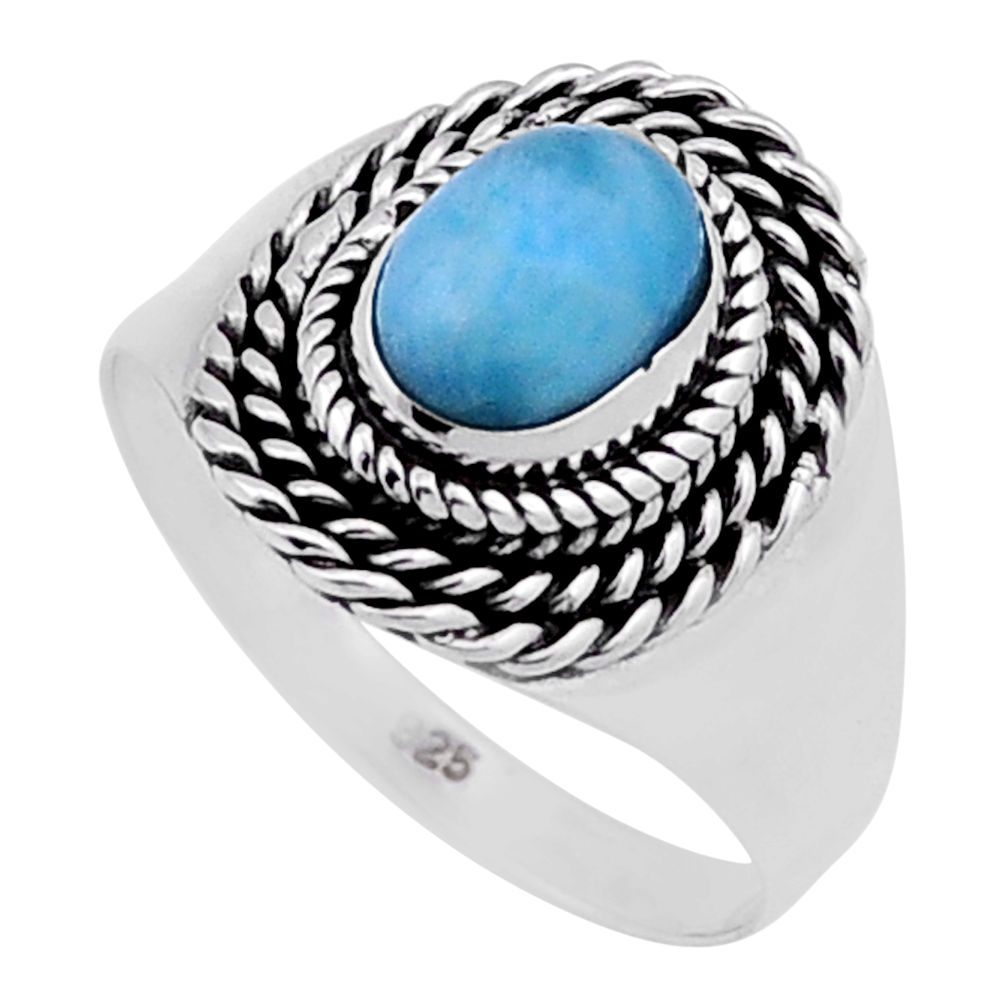 925 sterling silver 2.05cts solitaire natural blue larimar ring size 7 n40258