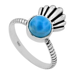 925 sterling silver 2.27cts solitaire natural blue larimar ring size 7 n45746