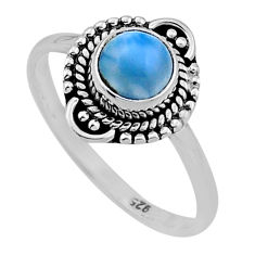 925 sterling silver 1.03cts solitaire natural blue larimar ring size 7 n47194