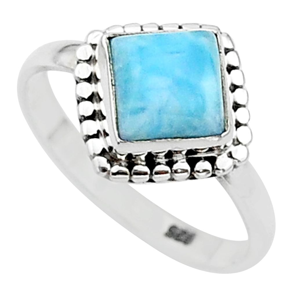 925 sterling silver 2.71cts solitaire natural blue larimar ring size 7 t11212