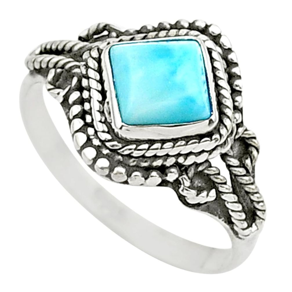 925 sterling silver 1.15cts solitaire natural blue larimar ring size 7 t26165