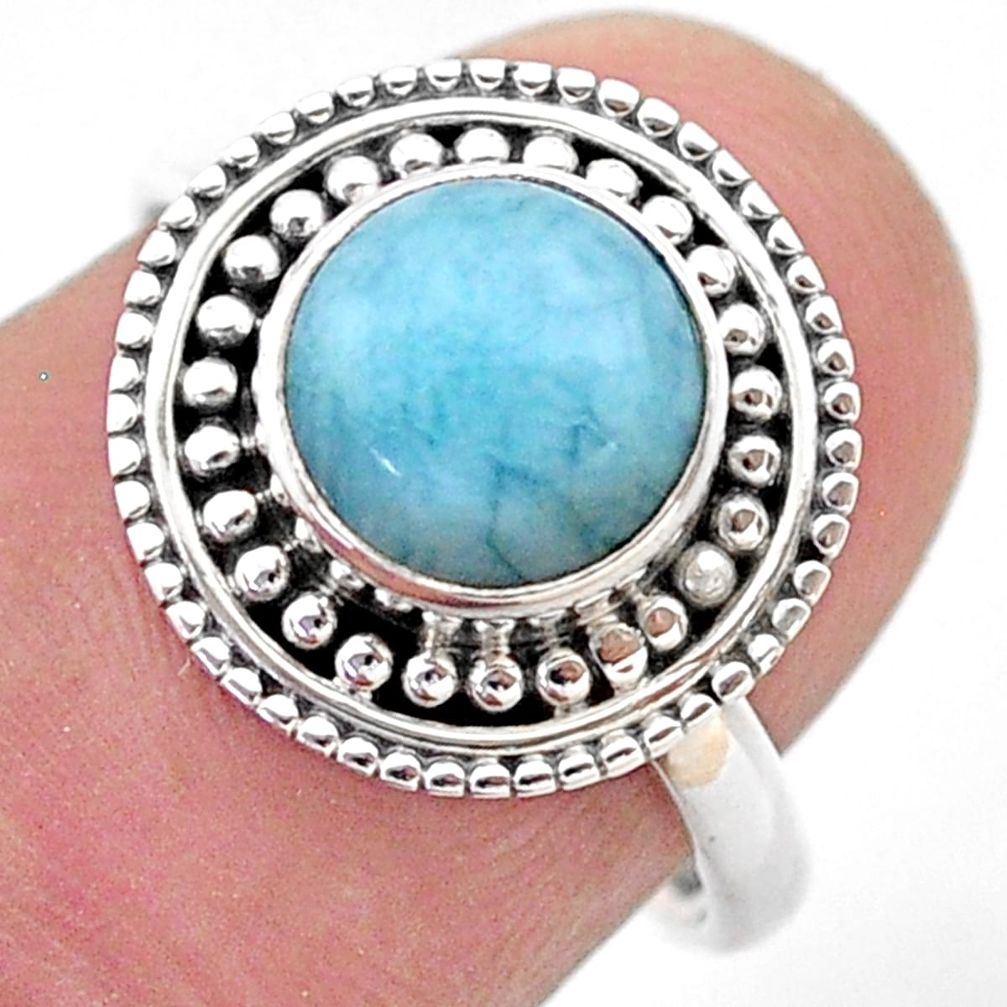 925 sterling silver 3.42cts solitaire natural blue larimar ring size 7 t46117