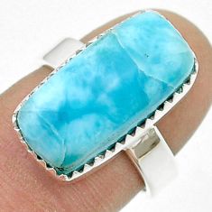 925 sterling silver 10.51cts solitaire natural blue larimar ring size 7 u45920