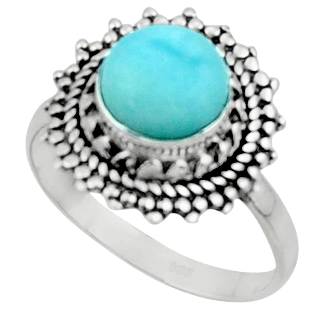 925 sterling silver 3.32cts solitaire natural blue larimar ring size 8 r50179