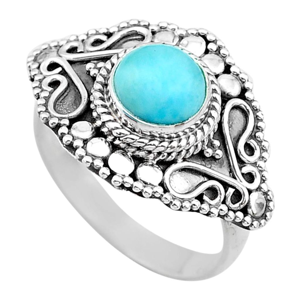 925 sterling silver 3.29cts solitaire natural blue larimar ring size 8 t20225