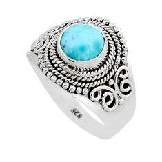 925 sterling silver 2.41cts solitaire natural blue larimar ring size 8 y60124