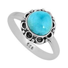 925 sterling silver 3.29cts solitaire natural blue larimar ring size 8 y78199