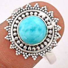 925 sterling silver 3.20cts solitaire natural blue larimar ring size 9 t84304