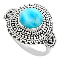 925 sterling silver 3.28cts solitaire natural blue larimar ring size 7.5 t20184