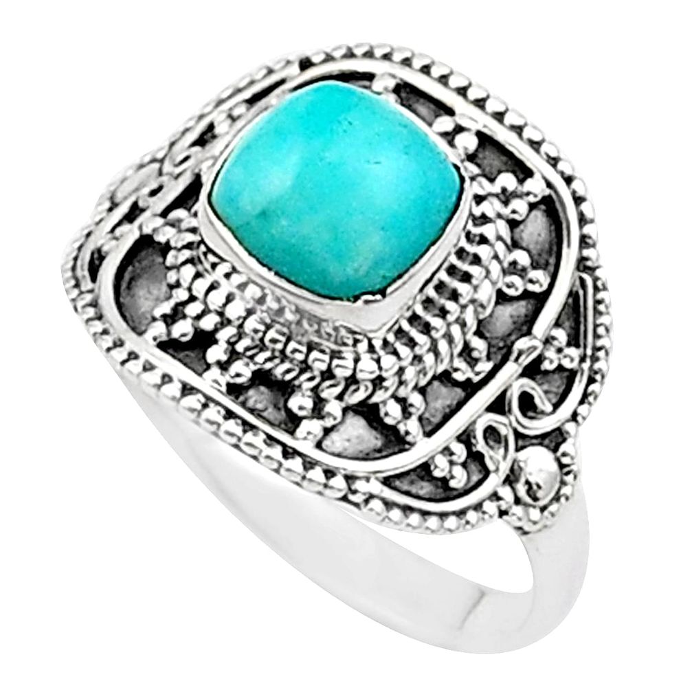 925 sterling silver 1.30cts solitaire natural blue larimar ring size 7.5 t27204