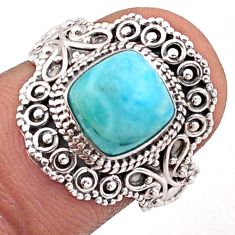 925 sterling silver 3.36cts solitaire natural blue larimar ring size 6.5 t84491