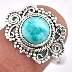 925 sterling silver 3.10cts solitaire natural blue larimar ring size 8.5 t94046