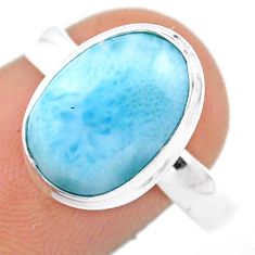925 sterling silver 5.31cts solitaire natural blue larimar ring size 8.5 u15672