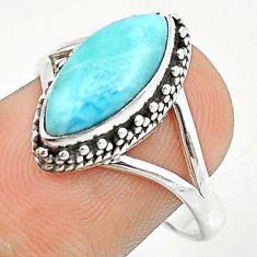 925 sterling silver 5.64cts solitaire natural blue larimar ring size 8.5 u25235
