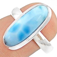 925 sterling silver 6.38cts solitaire natural blue larimar ring size 7.5 u29985