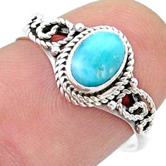 925 sterling silver 1.44cts solitaire natural blue larimar ring size 7.5 u43686