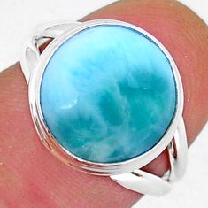 925 sterling silver 5.80cts solitaire natural blue larimar ring size 6.5 y15757