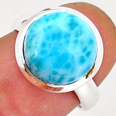 925 sterling silver 6.11cts solitaire natural blue larimar ring size 6.5 y15763