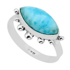 925 sterling silver 5.22cts solitaire natural blue larimar ring size 7.5 y79363
