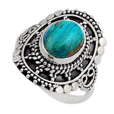 925 sterling silver 4.40cts solitaire natural blue opaline ring size 7 n12593