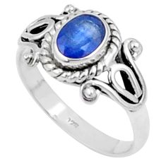 925 sterling silver 1.47cts solitaire natural blue sapphire ring size 5 u19676