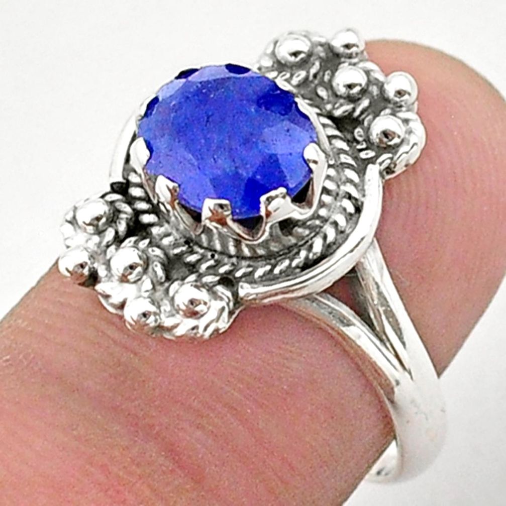 925 sterling silver 2.97cts solitaire natural blue sapphire ring size 7 t40636