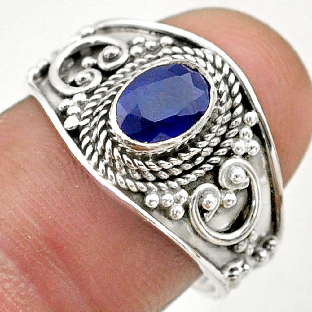 925 sterling silver 1.39cts solitaire natural blue sapphire ring size 8 t75406