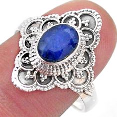 925 sterling silver 2.02cts solitaire natural blue sapphire ring size 9 t46583