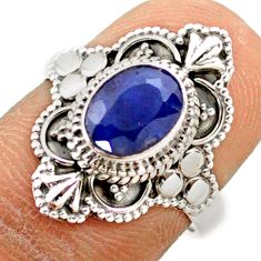 925 sterling silver 1.88cts solitaire natural blue sapphire ring size 6.5 t76930