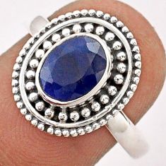925 sterling silver 2.09cts solitaire natural blue sapphire ring size 8.5 t84307