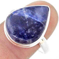 925 sterling silver 12.72cts solitaire natural blue sodalite ring size 10 u44169
