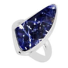 925 sterling silver 9.23cts solitaire natural blue sodalite ring size 7.5 y69293