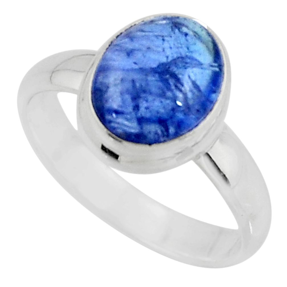 925 sterling silver 4.22cts solitaire natural blue tanzanite ring size 7 r51190